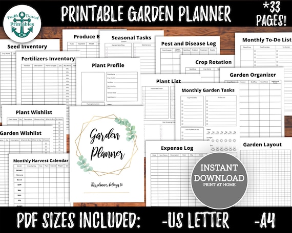 Printable Garden Planner Bundle | Simple Gardening Organizer, Planting Guide, and Outdoor Design