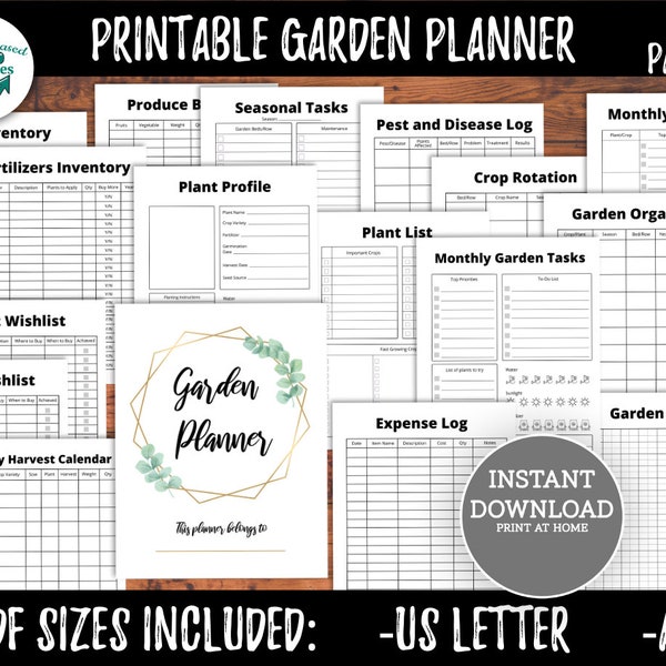 Printable Garden Planner Bundle | Simple Gardening Organizer, Planting Guide, and Outdoor Design