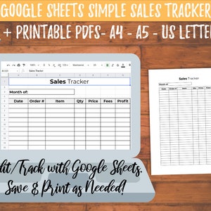 Editable Sales Tracker Template Google Sheets Sales Sheet Printable Sales Log Simple Small Business Sales List Printable Sales Template PDF