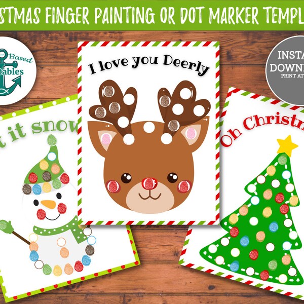 I Love You Deerly Kleinkind Weihnachten Bastelvorlagen DIY druckbare Fingerfarbe Weihnachtsbaum Andenken Geschenk Kinder Kleinkind Dot Marker Q-Tip