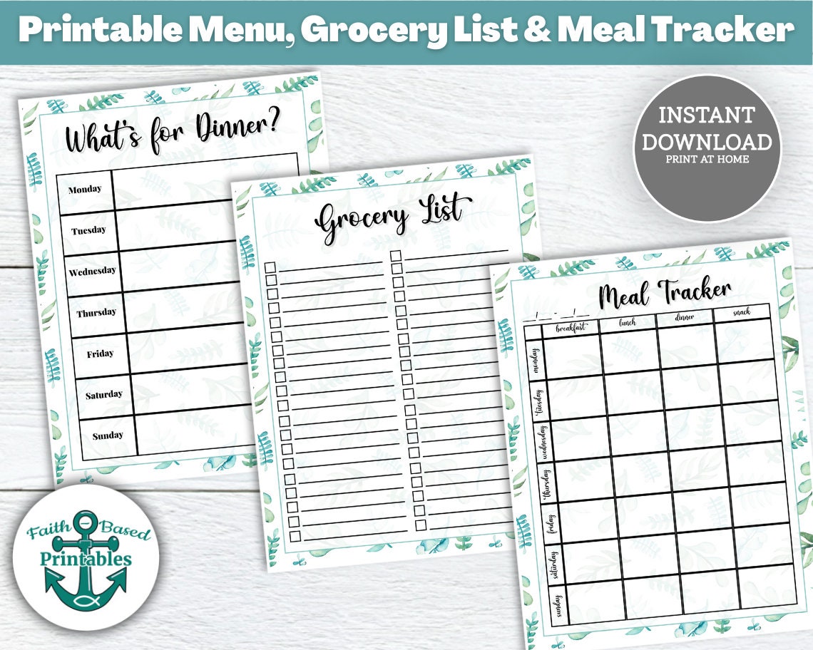 Weekly Meal Planner and Grocery List Printable Weekly Menu - Etsy