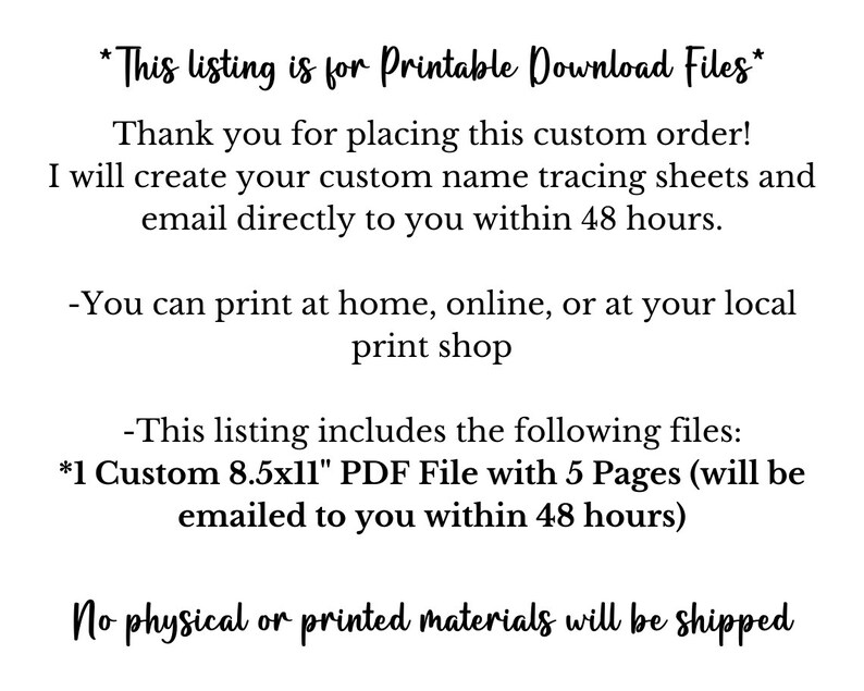 Custom Name Tracing Sheet Bundle Printable Handwriting Practice Sheets ...