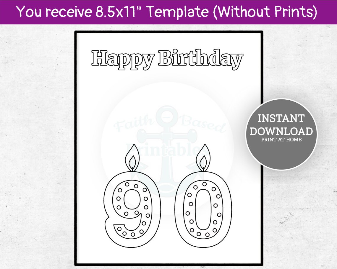 90th Birthday Gift 90th Birthday Coloring Card 90th Birthday | Etsy