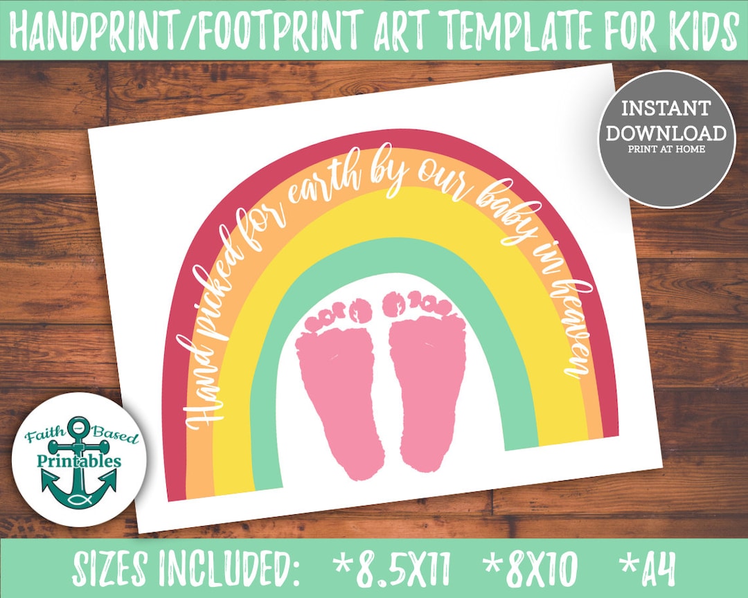 Rainbow Baby Footprint Craft Hand Picked for Earth by Our Baby in