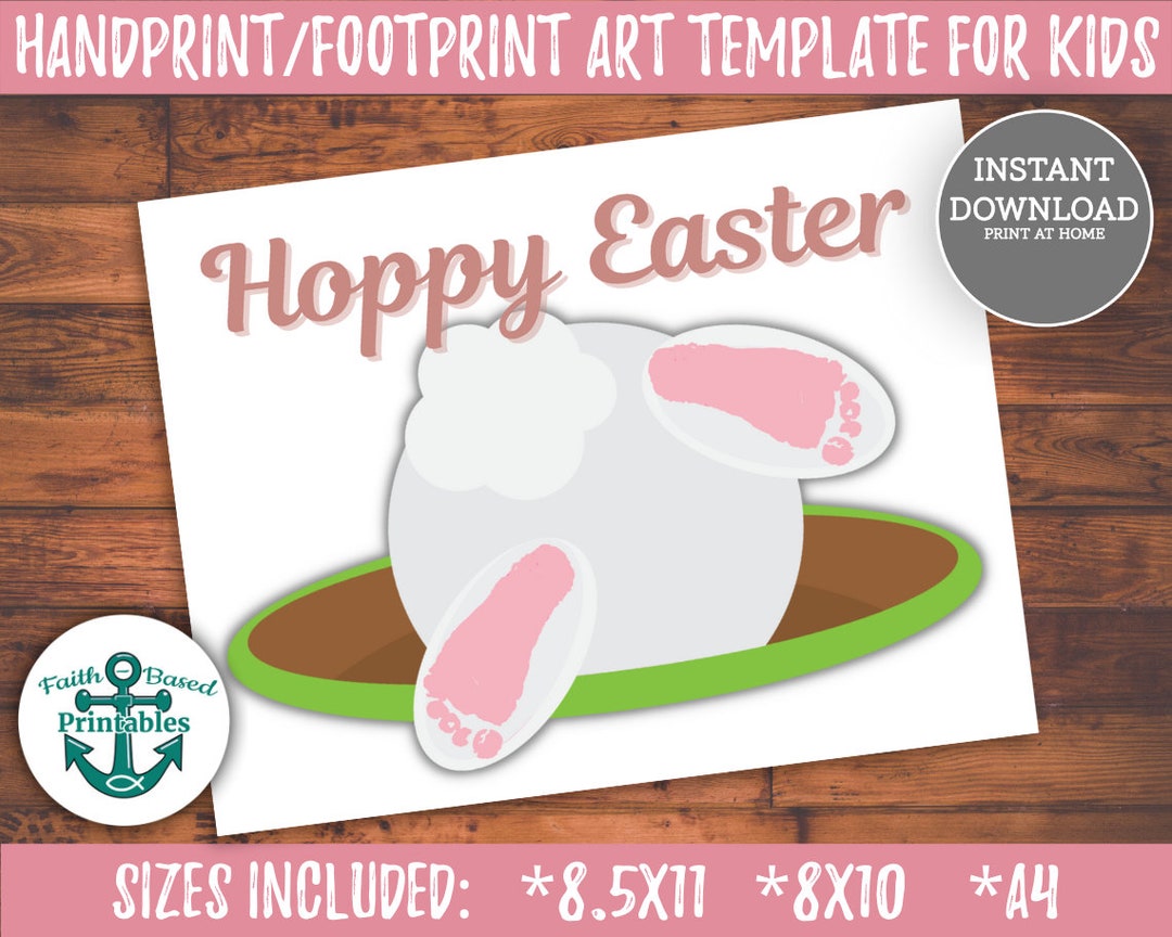 Hoppy Easter Footprint Art Hoppy Easter Craft Printable Footprint Art ...