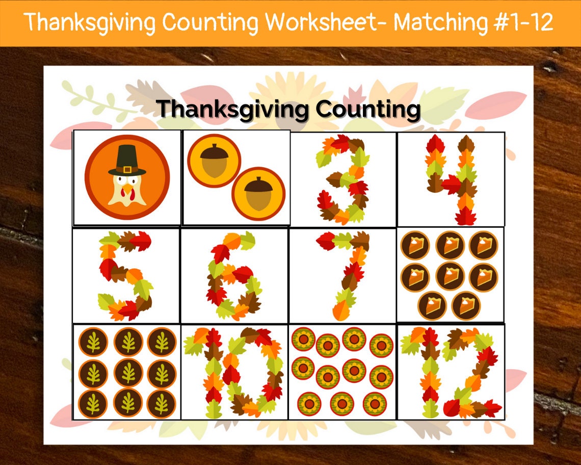 Thanksgiving counting worksheet