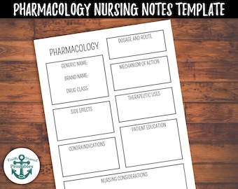 Modelo de Farmacologia Modelos de Notas de Enfermagem Classe de Medicamentos Guia de Estudo de Medicamentos para Impressão Preto Branco Nota Escola de Enfermagem Farmacologista PDF