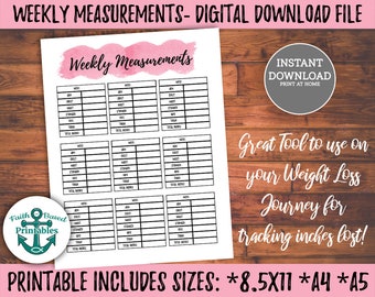 Pink Printable Weekly Measurements Tracker Planner Weight Loss Journal Printable Weight Loss Tracker Inches Lost Weight Loss Journey