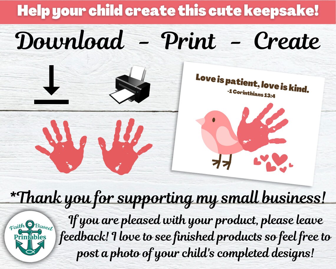Christian Homeschool Printable Handprint Art 1 Corinthians - Etsy