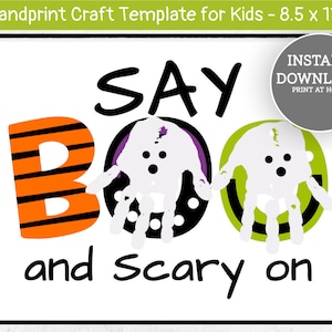 BOO Ghost Printable Halloween Handprint Craft, BOO Handprint Card, Say ...