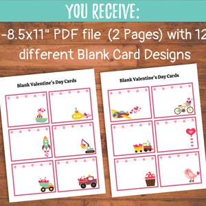 Cute Printable Blank Card Templates for Kids Blank Valentines Cards Printable Valentines ...