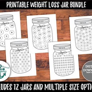Printable Weight Loss Tracker Jar Bundle Simple Weight Loss Jar Tracker 75lb Weight Loss Tracker Printable Weight Loss Tracker Digital 50 lb