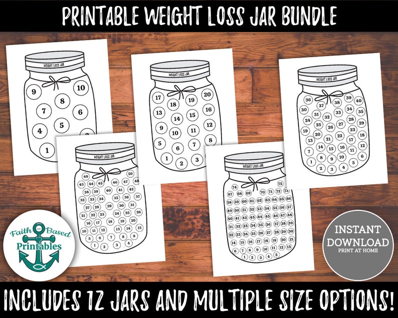 Printable Weight Loss Tracker Jar Bundle Simple Weight Loss - Etsy