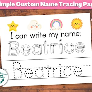 Custom Name Tracing Sheet Handwriting Practice Cute Sunshine Personalized Name Trace Simple Worksheet Printable First Last Names Page Kids