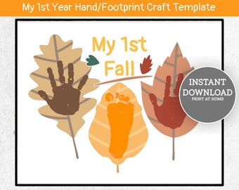 My 1st Fall Leaf Handprint Craft, Footprint Craft, Baby's 1st Fall Milestone Card, Baby Fall Craft, Fall Leaves Craft, Baby Milestones Art