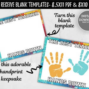 Printable Teacher Gift the Best Teacher Hands Down Handprint Art Hand ...