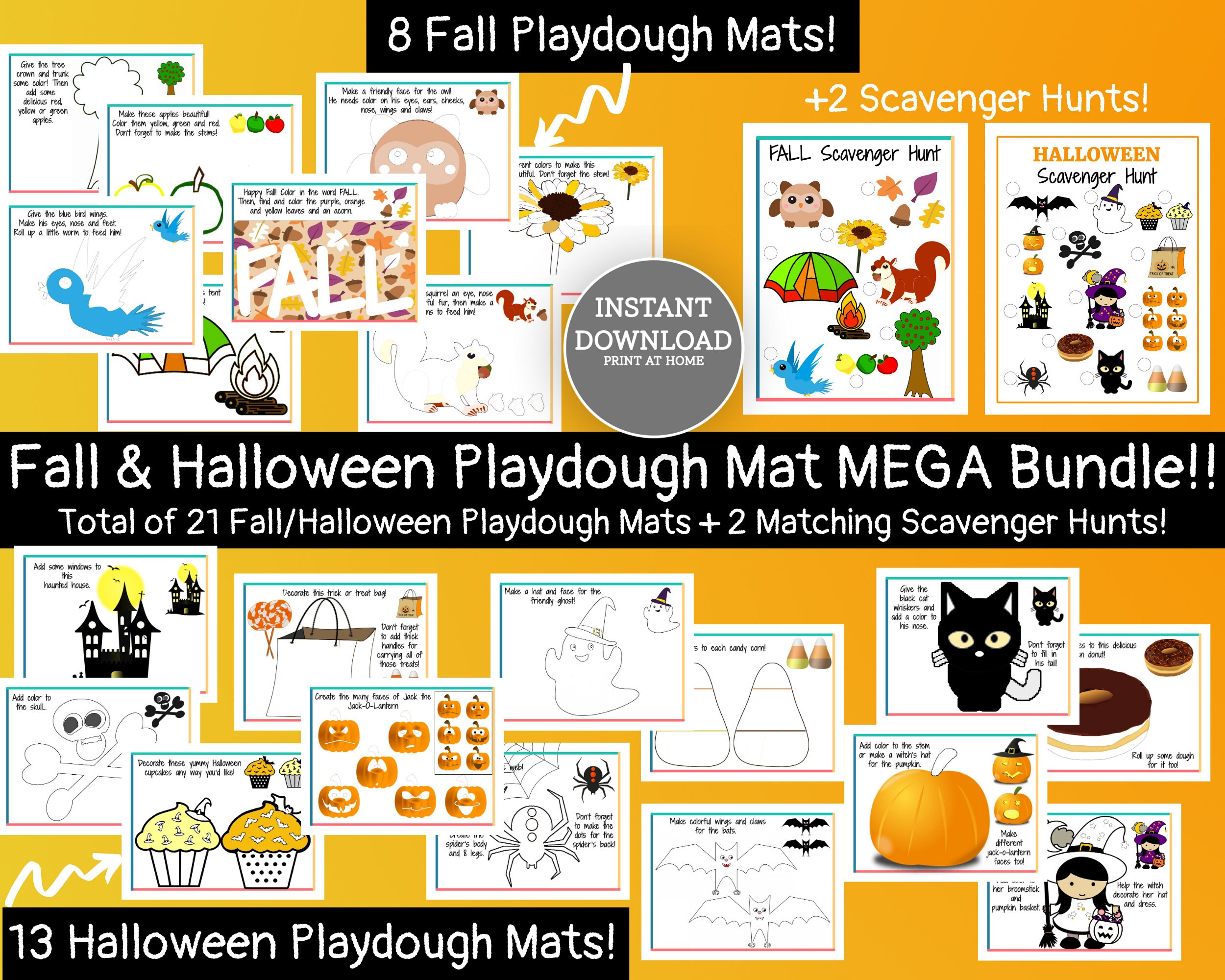 Free Printable Halloween Playdough Mats - Pjs and Paint