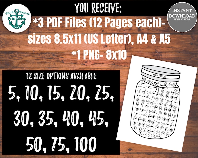 Printable Weight Loss Tracker Jar Bundle Simple Weight Loss - Etsy