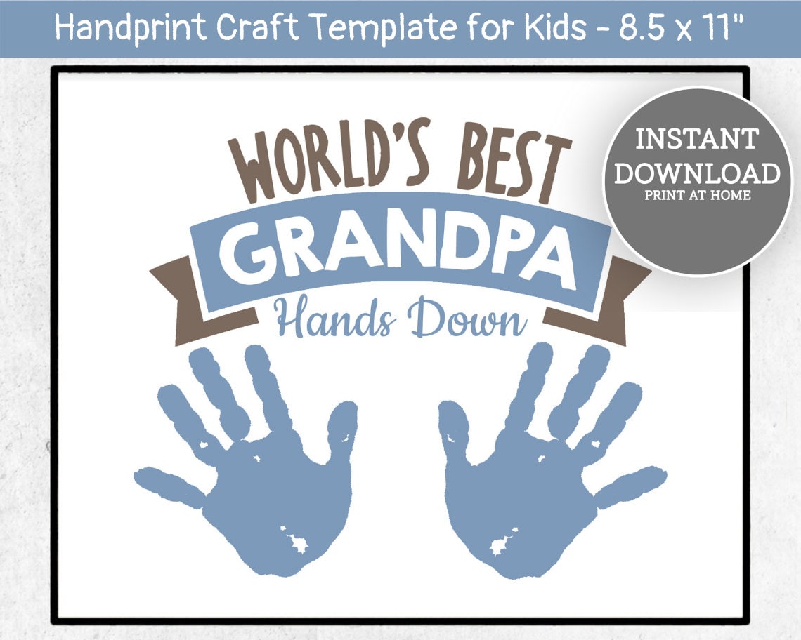 World's Best Grandpa Hands Down Handprint Craft Toddler | Etsy