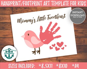 Mommy's Little Tweetheart Mother's Day Handprint Craft Printable Handprint Art Handprint Keepsake Craft Kids Handprint Card Mothers Day Art