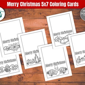 Druckbare Weihnachts Malkarten 5x7 Weihnachtskarten für Kinder zum Ausmalen Frohe Weihnachten Malkarte Kinder Weihnachten Malvorlagen Kleinkind