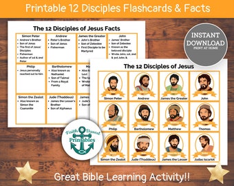 Jesus 12 Disciples Names, Printable 12 Disciples Flashcards, Who are the 12 Disciples of Jesus Facts, How Many Disciples Did Jesus Have