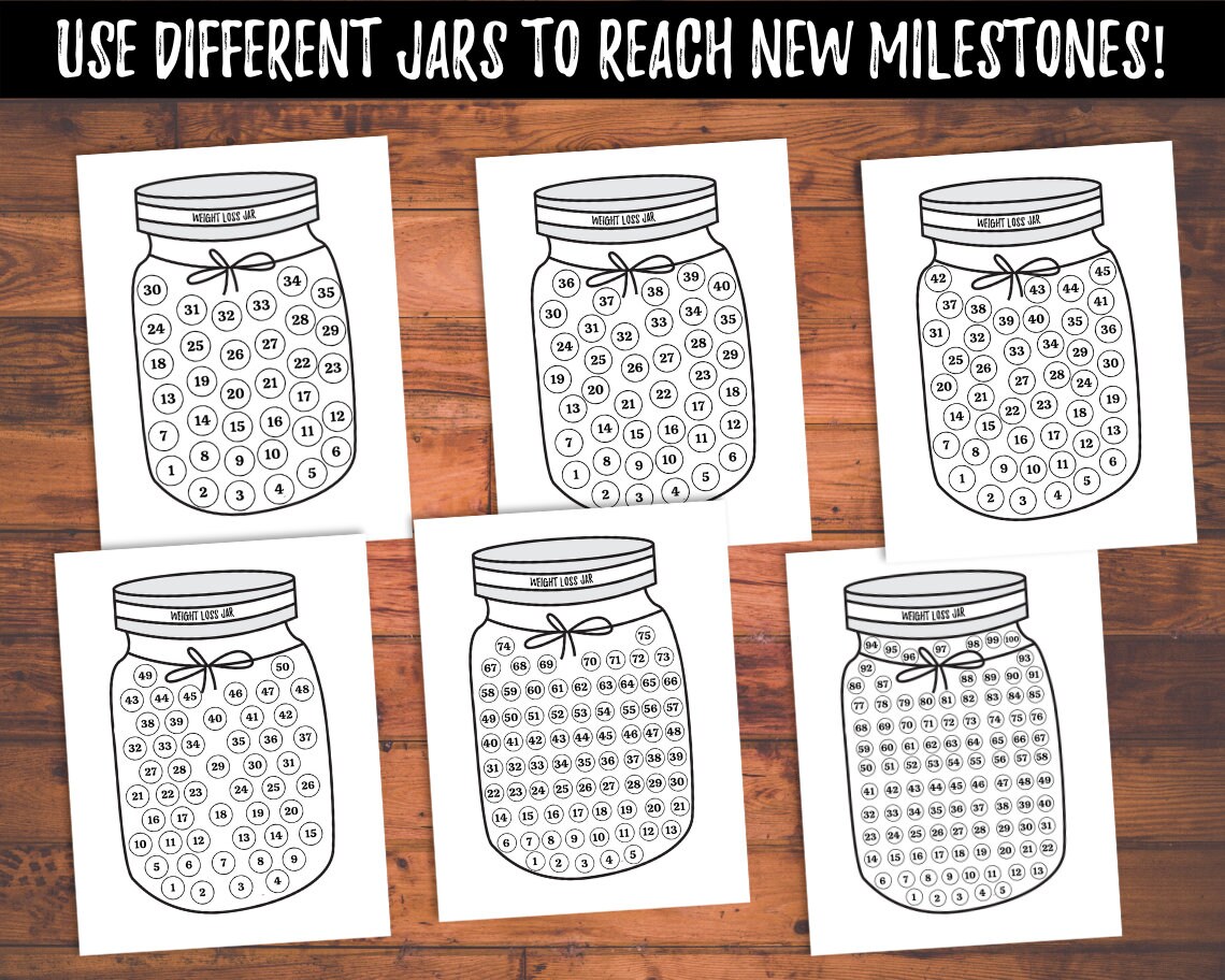 Printable Weight Loss Tracker Jar Bundle Simple Weight Loss Etsy