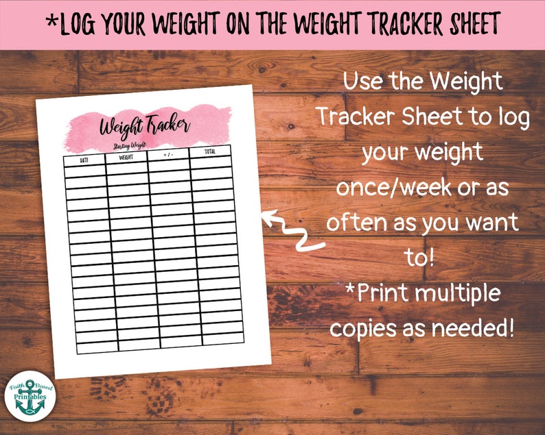 Pink Printable Weight Loss Journal 30 Page Pink Weight Loss Etsy