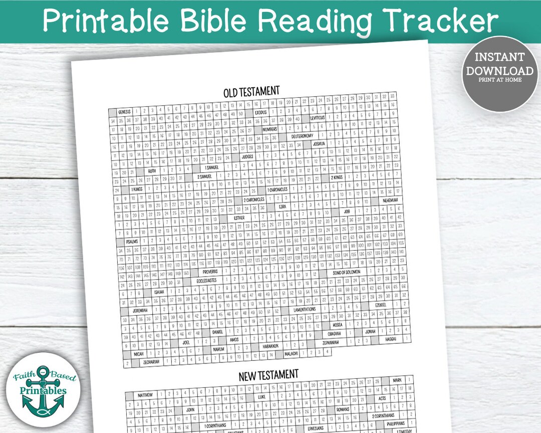 Bible Reading Log Printable Bible Reading Tracker Plan Old New ...
