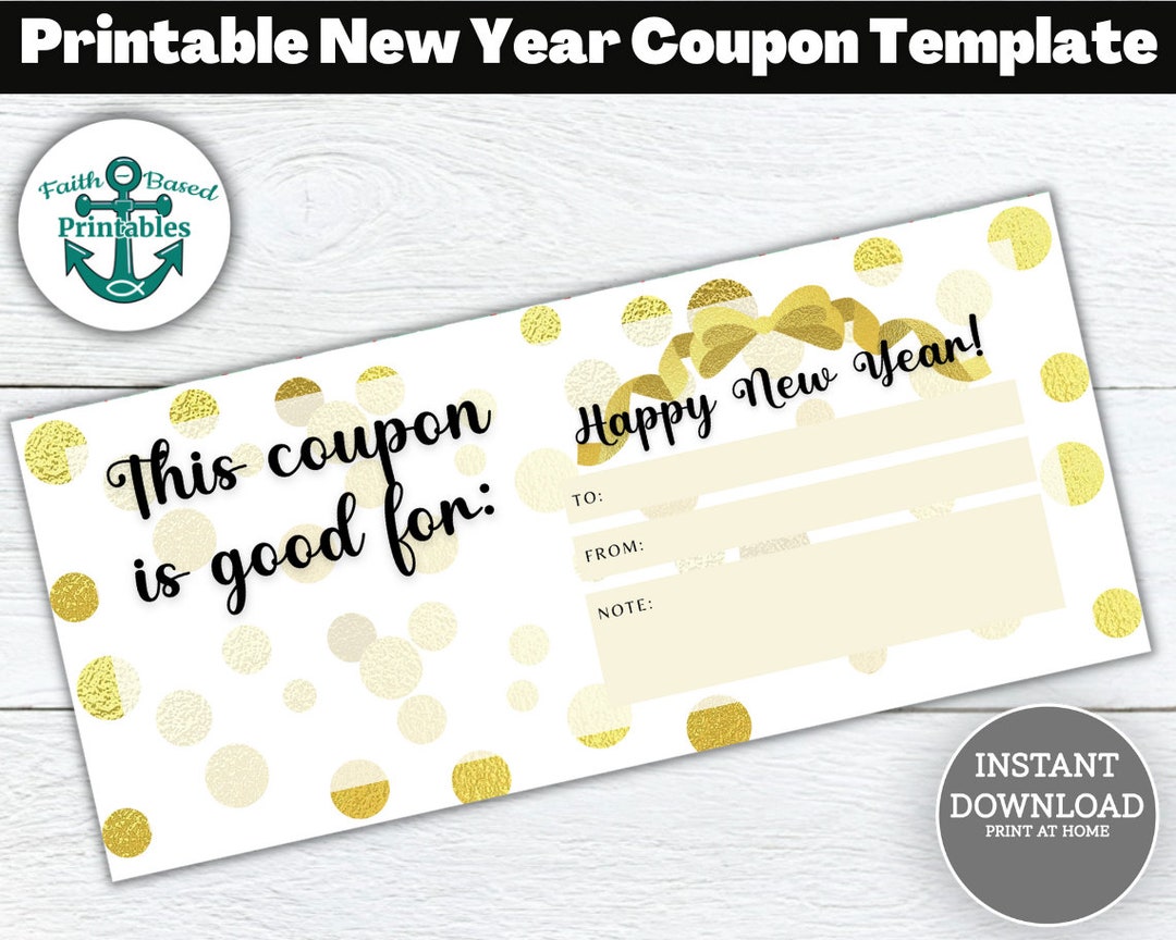 Printable Happy New Year Coupon Book Template Blank Coupons Gifts for ...