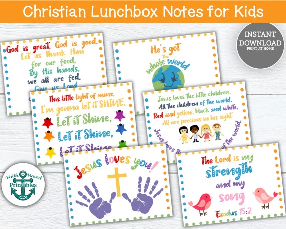 Christian Lunch Box Notes for Kids Lunchbox Notes Jesus Loves You Note Printable Christian Homeschool Songs Cute Bible Verse Card for Kids