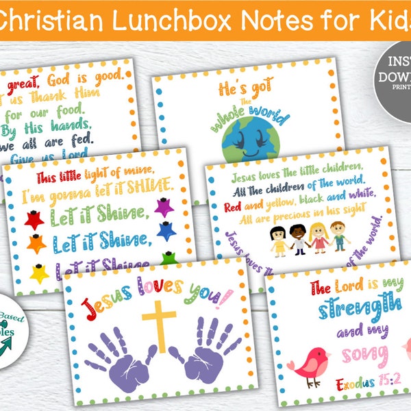 Christian Lunch Box Notes for Kids Lunchbox Notes Jesus Loves You Note Printable Christian Homeschool Songs Cute Bible Verse Card for Kids