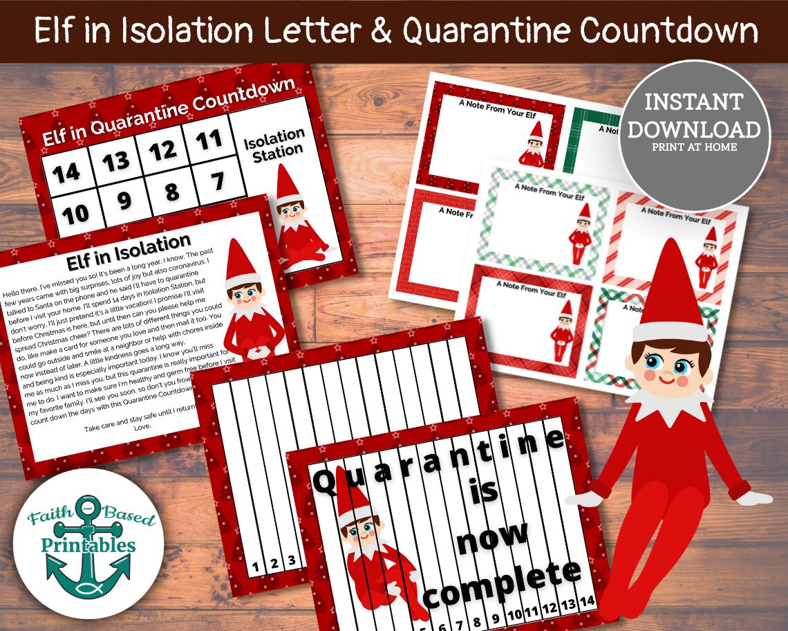Quarantine Elf In Isolation Elf Quarantine Countdown Easy Elf Etsy