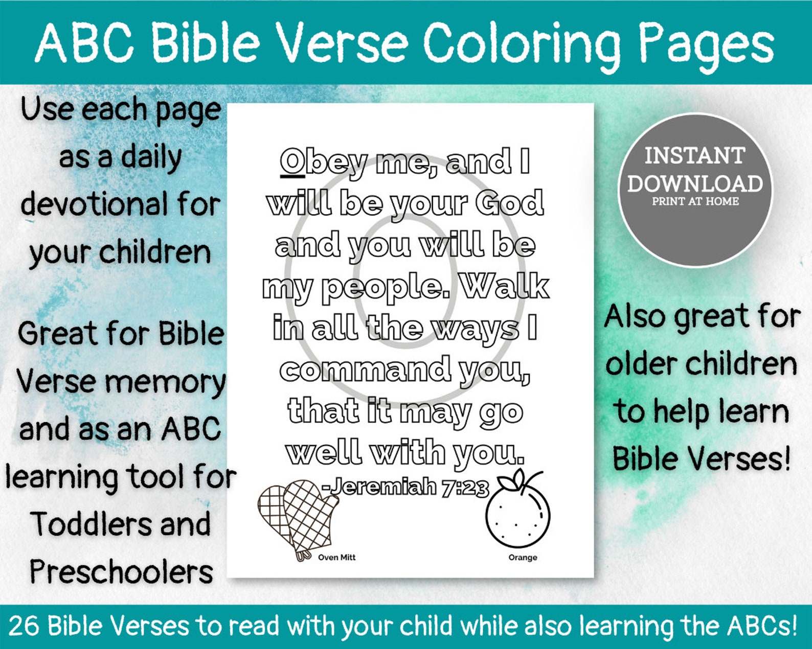 ABC Bible Verse Coloring Pages Printable Bible Coloring Pages | Etsy