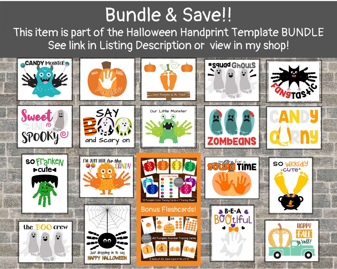 Halloween Puns Handprint Craft Bundle Printable Handprint - Etsy