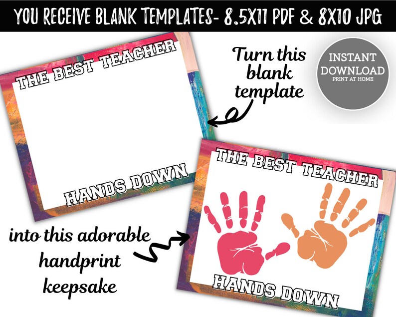 Printable Teacher Gift the Best Teacher Hands Down Handprint - Etsy