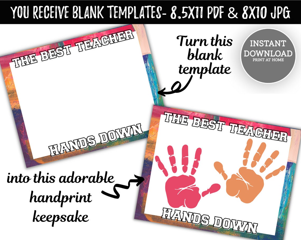 Printable Teacher Gift the Best Teacher Hands Down Handprint - Etsy