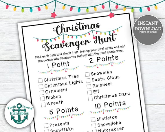 Christmas Scavenger Hunt Printable for Kids Christmas | Etsy