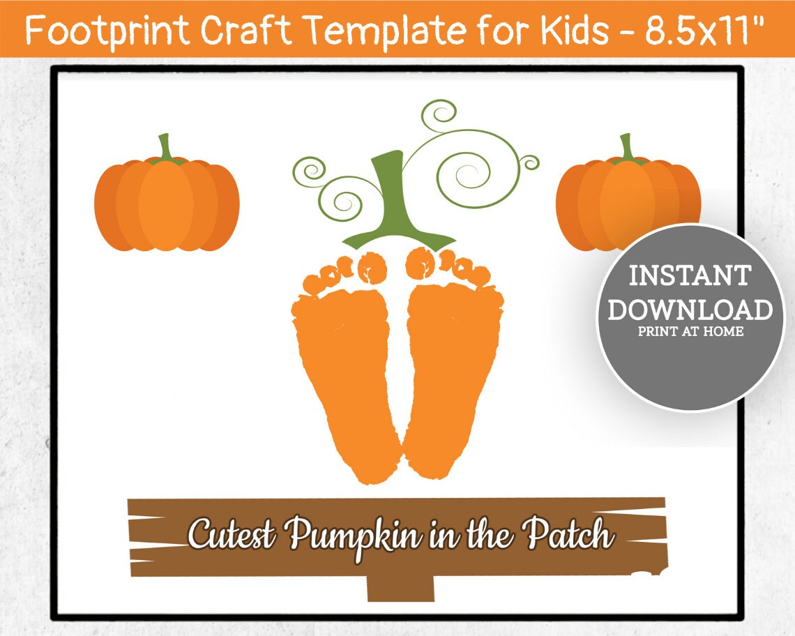 Cutest Pumpkin in the Patch Footprint Craft Halloween Kid Etsy