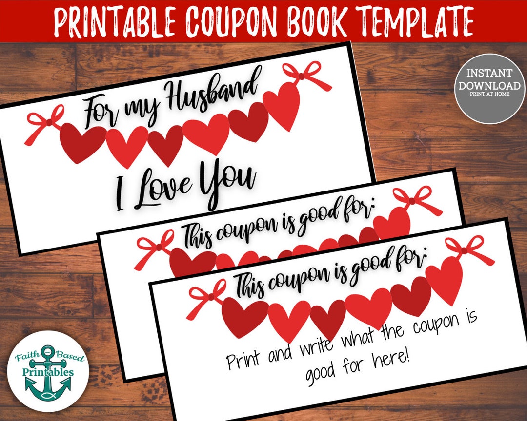 Coupon Book for Husband Printable Coupon Book Template for Him ...