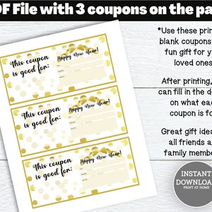 Printable Happy New Year Coupon Book Template Blank Coupons Gifts for ...