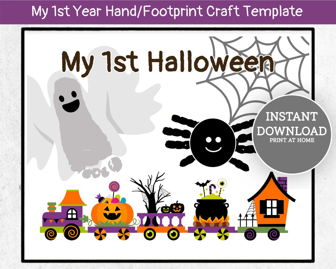 My 1st Halloween Train Handprint Craft Footprint Craft - Etsy