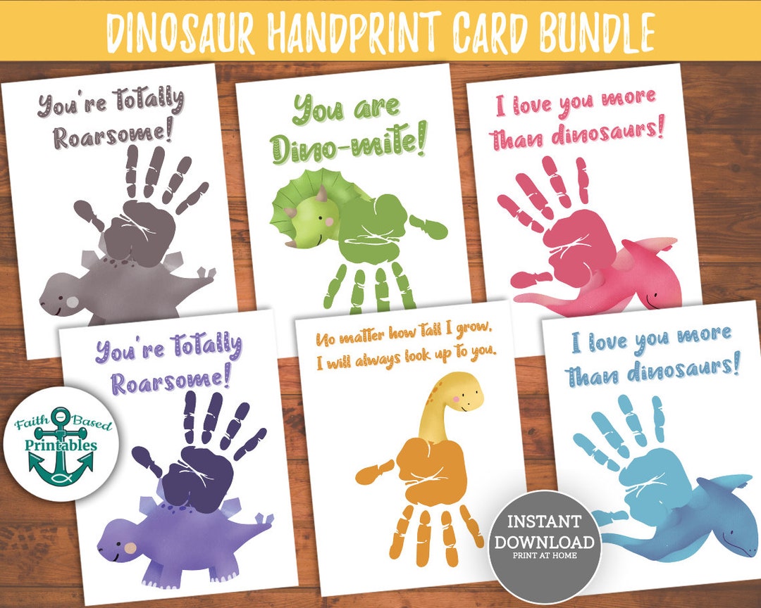 Printable Dinosaur Handprint Card Bundle Dino Hand Print Craft - Etsy