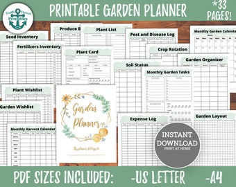 Printable Garden Planner Bundle Seed Inventory Plant Profile Plant Journal Garden Expenses Harvest Calendar Crop Rotation Seasonal Checklist