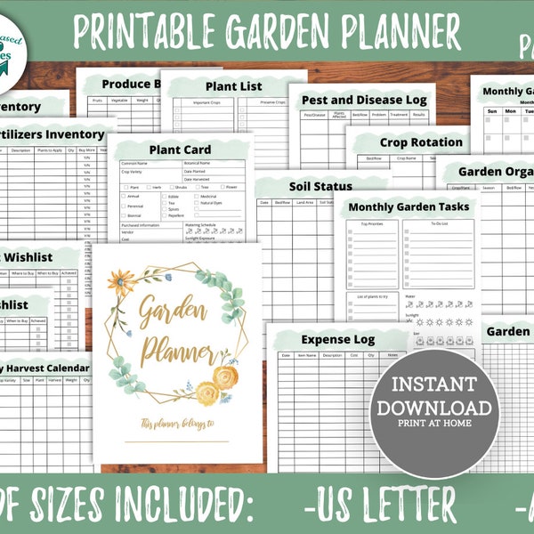 Printable Garden Planner Bundle Seed Inventory Plant Profile Plant Journal Garden Expenses Harvest Calendar Crop Rotation Seasonal Checklist