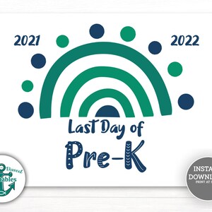 Last Day of Pre-k Sign Printable Last Day of Preschool Photo | Etsy