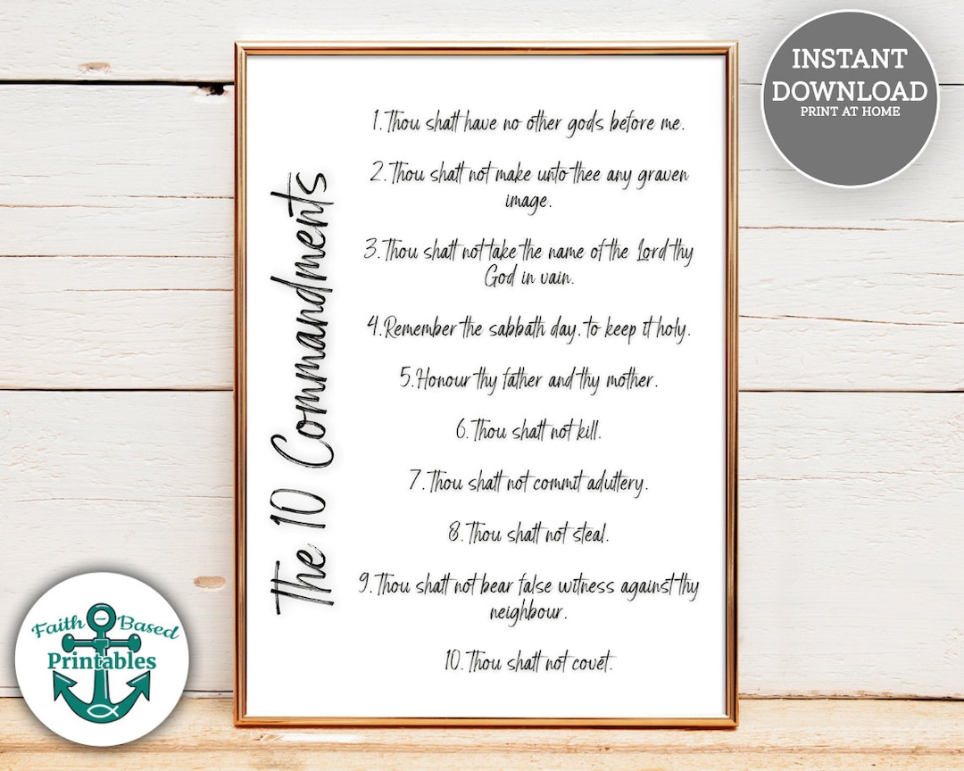 KJV Ten Commandments Printable 10 Commandments Sign Ten Etsy
