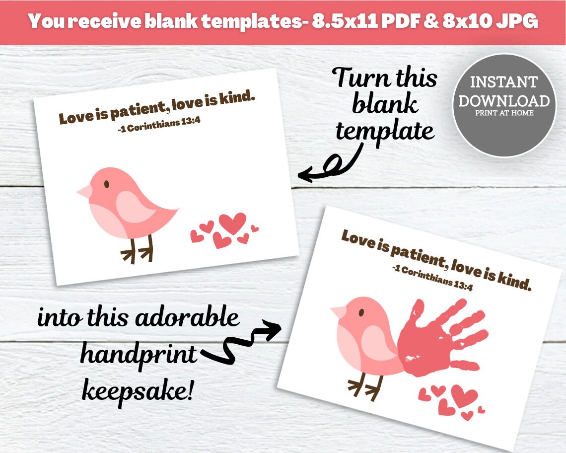 Christian Homeschool Printable Handprint Art 1 Corinthians - Etsy