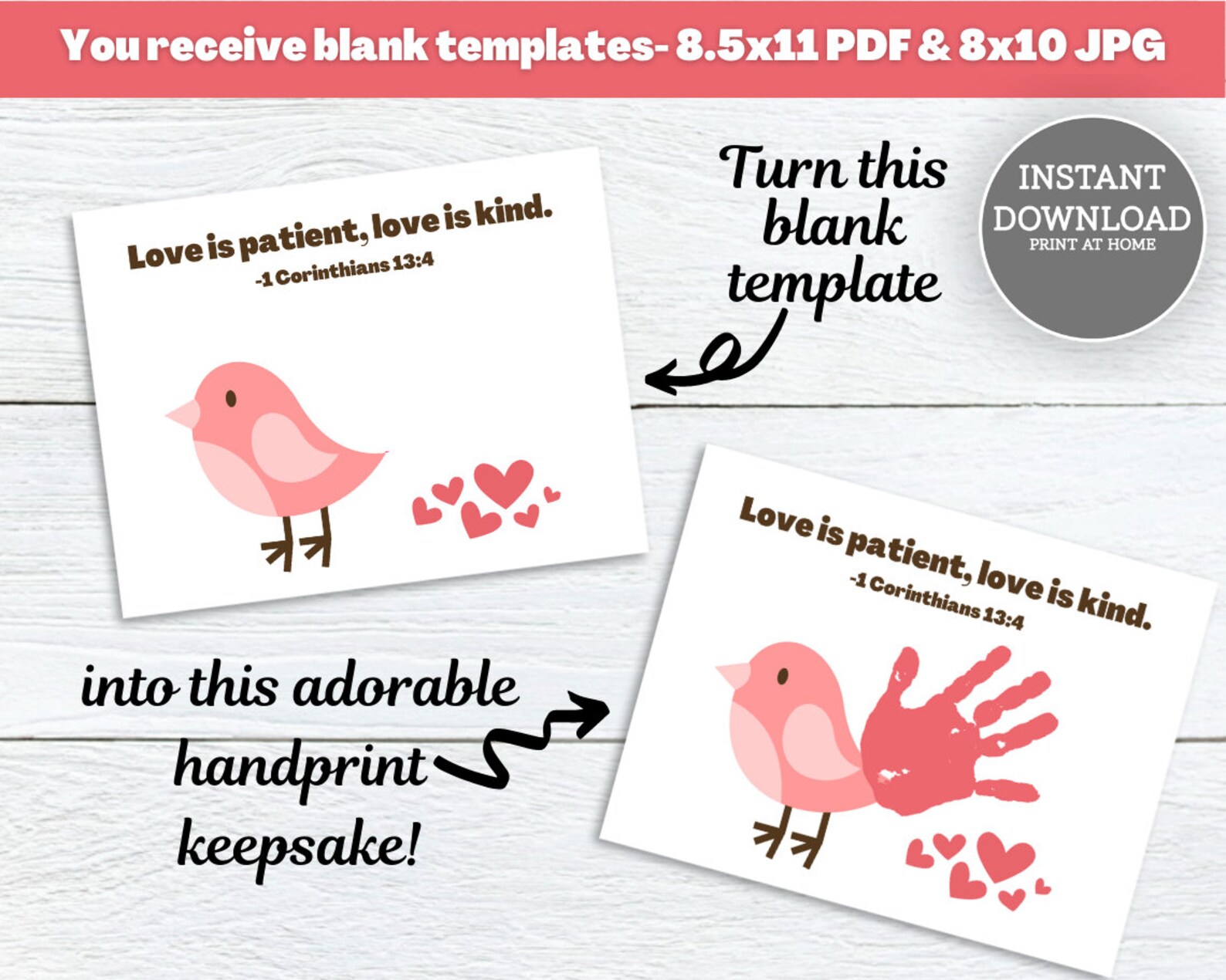 Christian Homeschool Printable Handprint Art 1 Corinthians - Etsy