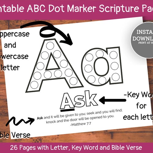 Christian Homeschool Printable ABC Scripture Dot Marker Pages - Etsy